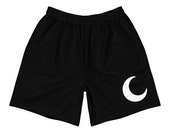 Many Moons Athletic Long Shorts Witch Bathing Suit Alternative Swim Shorts Goth Swimwear Witchy Crescent Moon Lunar Swim Trunks