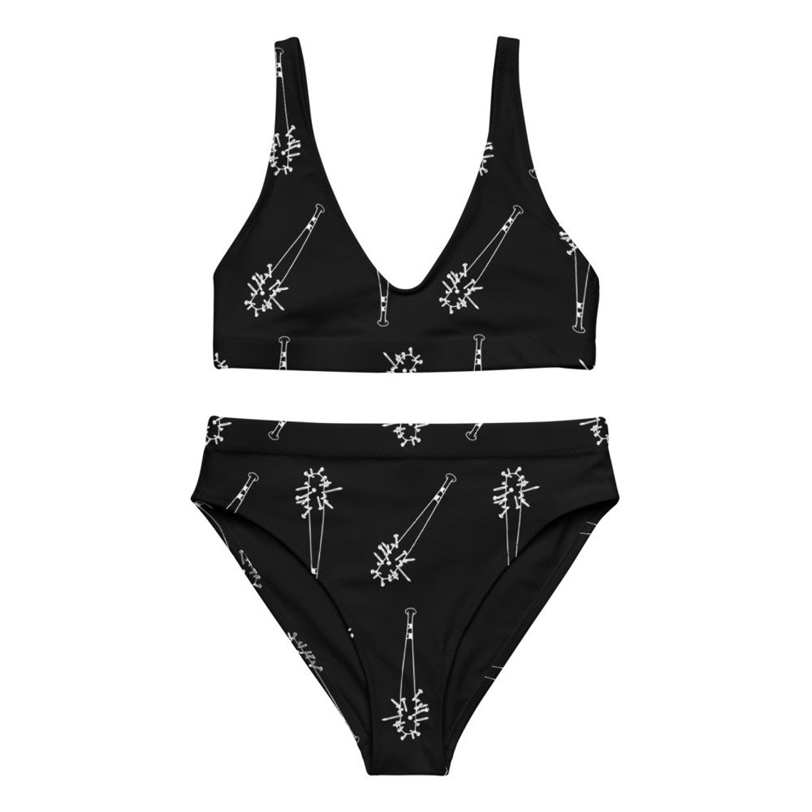 Bats & Vampire Sustainable Women's High Waisted Two-Piece Bikini