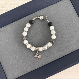 Mothers Day Wire Bracelet, Howlite Wire Bracelet, Howlite Charm Bracelet, Howlite Wire Wrap Bracelet,Howlite Diffuser Bracelet- Mom Bracelet