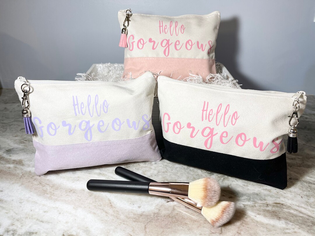 Makeup Bag With Name, Makeup Bag With Saying, Canvas Zipper Makeup Bag