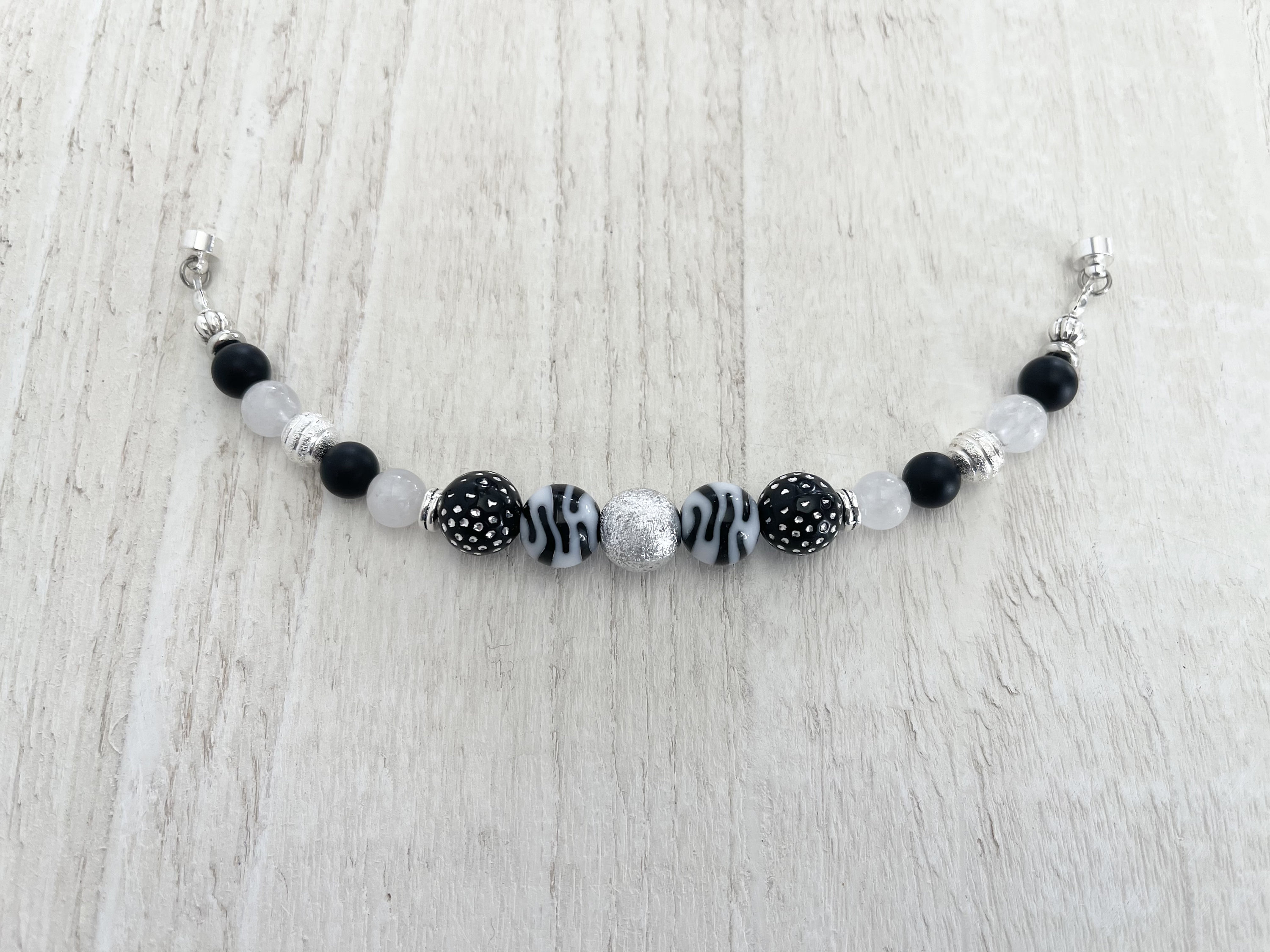 Zebra Print Bracelet Polka Dot Bracelet Onyx Wire Bracelet Etsy UK