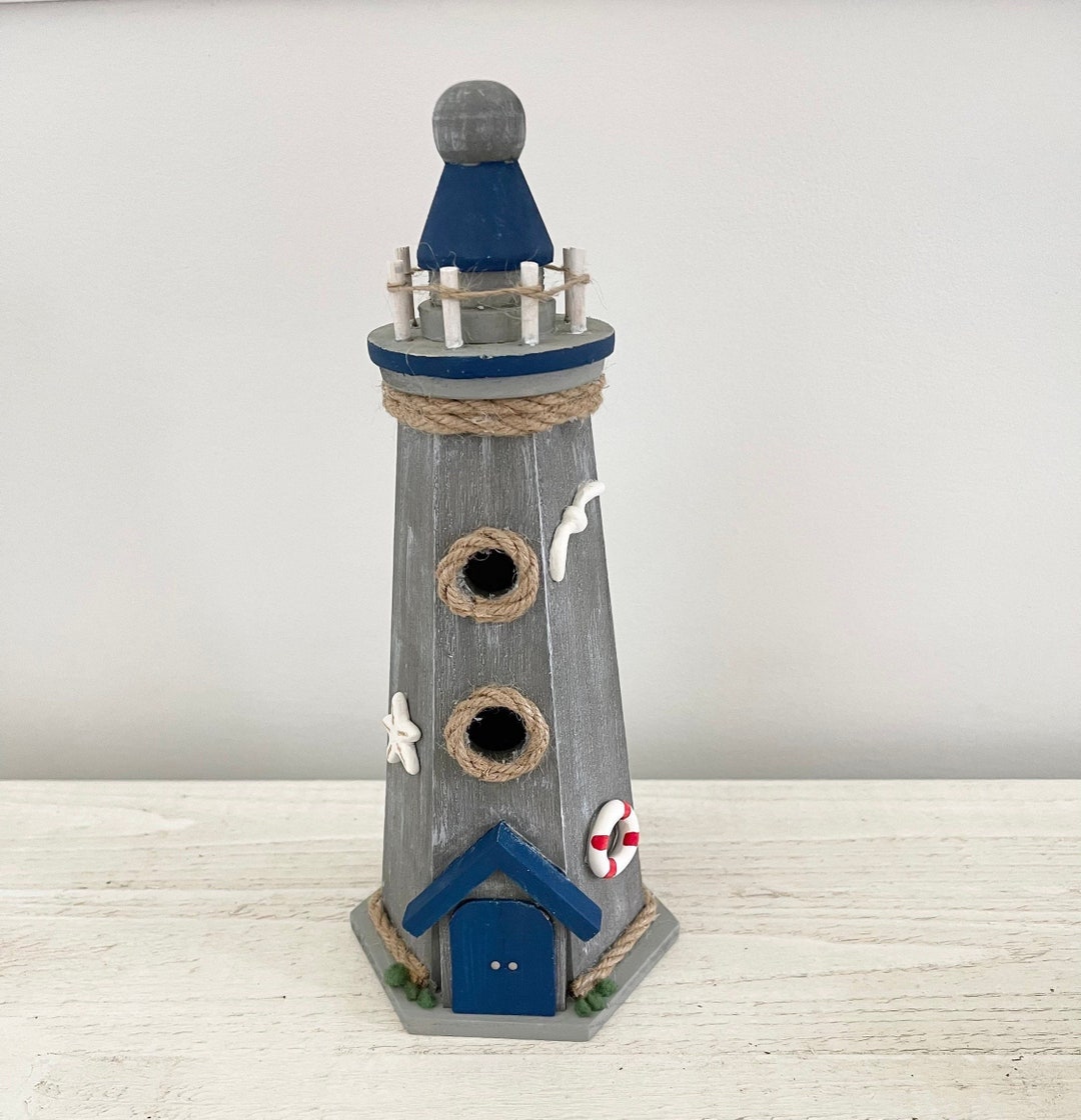 Coastal Lighthouse Decor, Wood Lighthouse Decor, White Lighthouse Decor