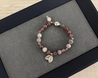 Lepidolite Bracelet, Lepidolite Beaded Bracelet, Wire Magnetic Bracelet, Lilac Gemstone Bracelet, Healing, Grade AAA Gemstone - Spring Lilac
