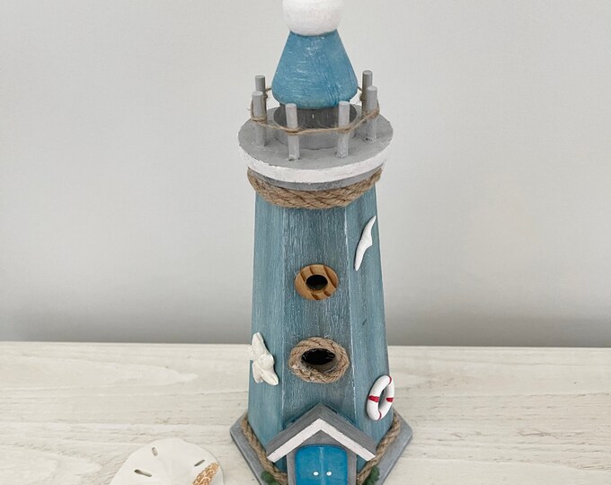 Coastal Lighthouse Decor, Wood Lighthouse Decor, White Lighthouse Decor