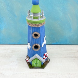 Coastal Lighthouse Decor, Wood Lighthouse Decor, White Lighthouse Decor, Gray Lighthouse Decor, Coastal Wood Lighthouse - Coastal Beacon