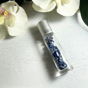 Essential Oil Roller Bottle, Perfume Bottle, Gemstone Crystal Roller Ball bottle, Semiprecious Gemstones.  Roller Ball Bottle - Roll With It