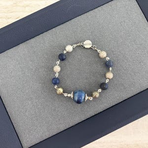 Lapis Lazuli Wire Bracelet, Lapis Lazuli Wire Beaded Bracelet, Lapis Wire Beaded Bracelet, Lapis Wire Bracelet - ArtzyOwl Bracelet