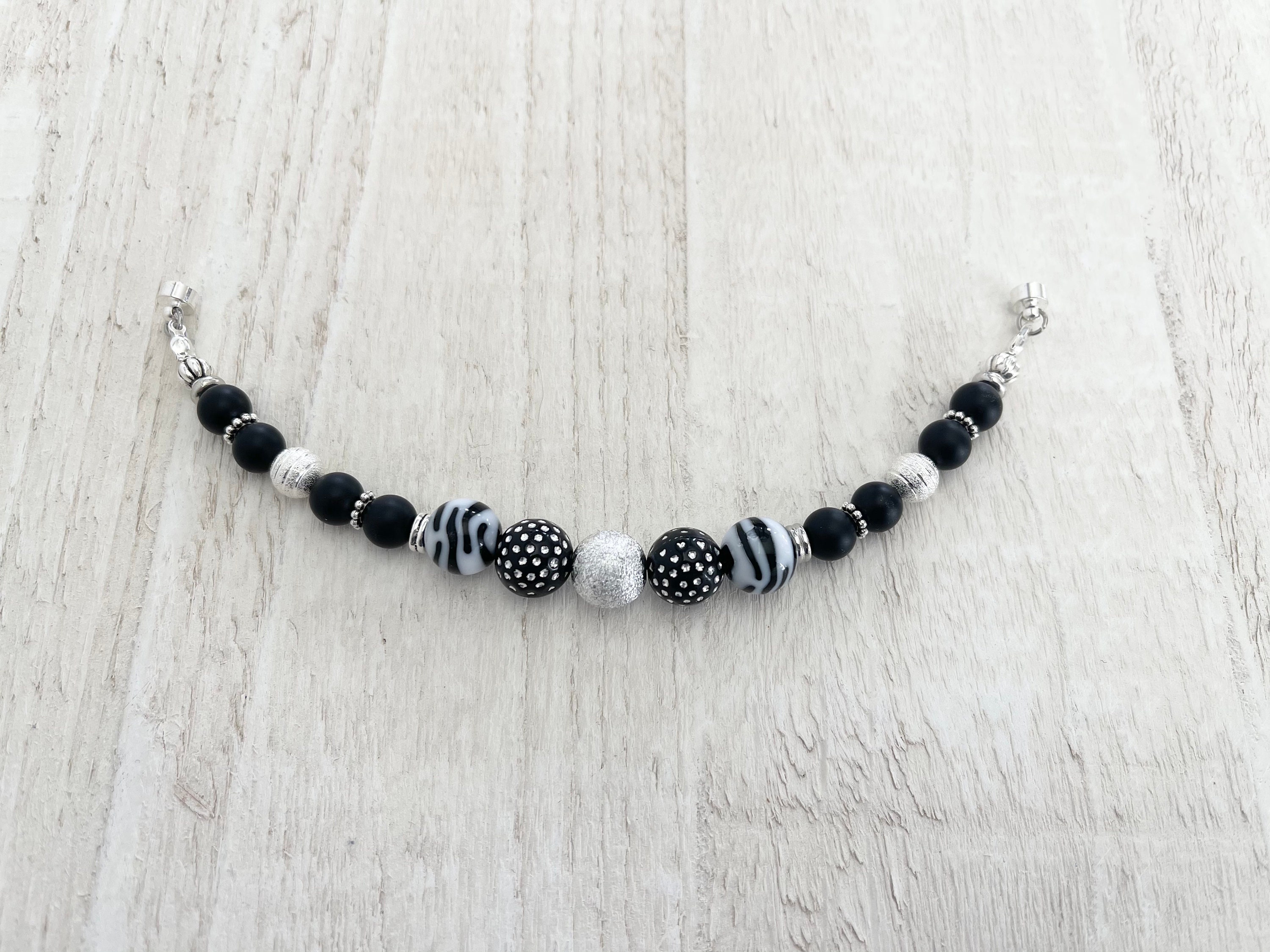 Zebra Print Bracelet Polka Dot Bracelet Onyx Wire Bracelet Etsy UK