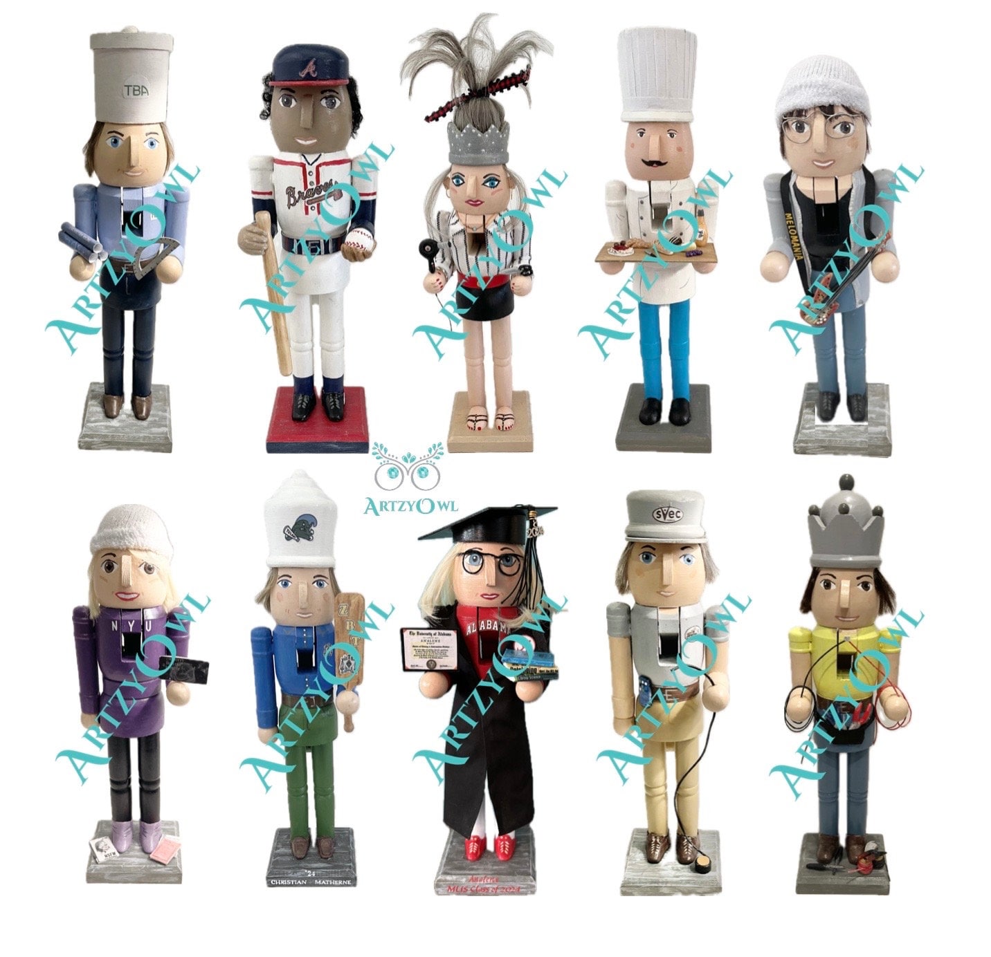 Custom Nutcracker, Career Nutcracker, Hairstylist, Postal Worker, Chef