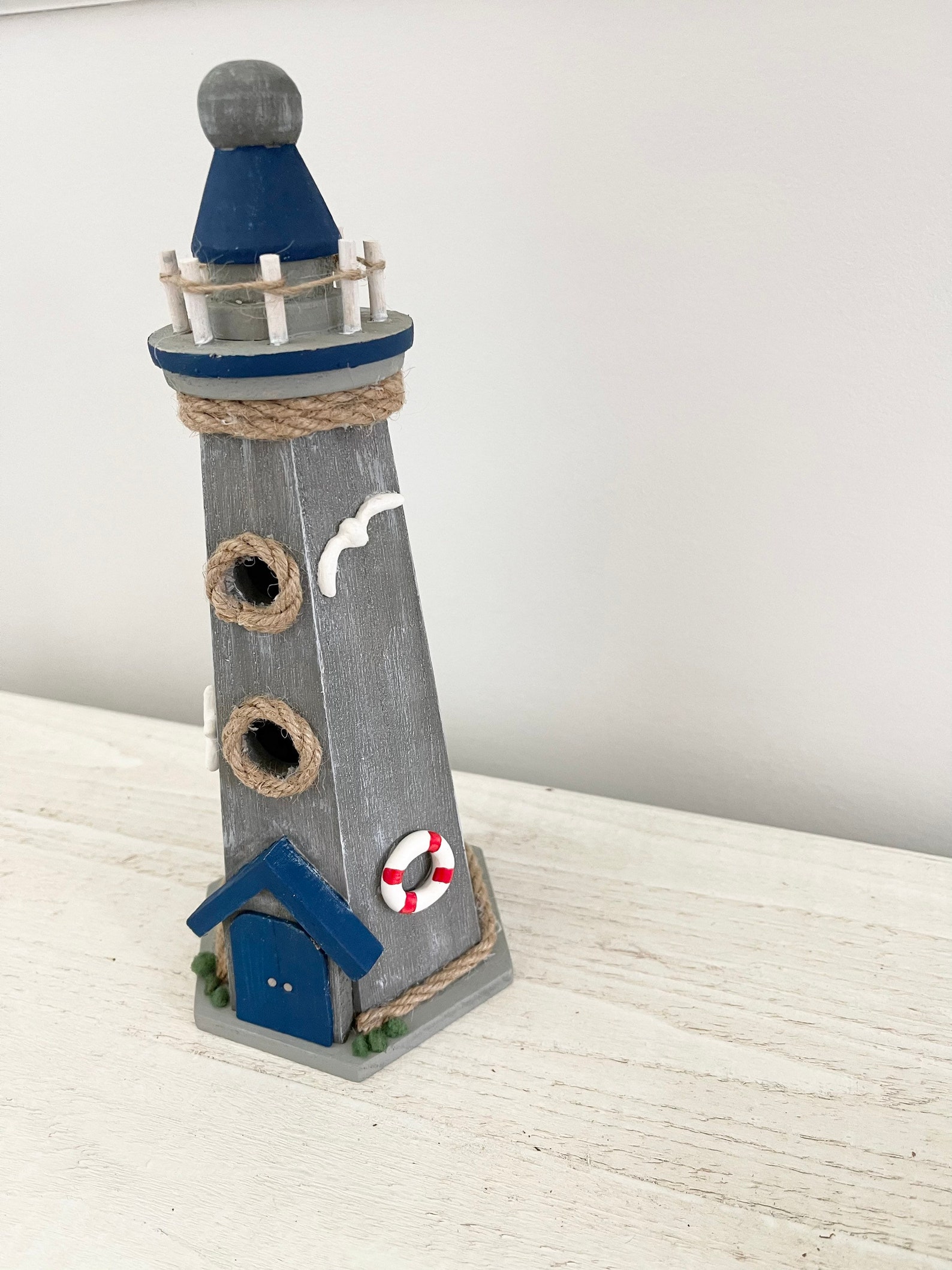 Coastal Lighthouse Decor, Wood Lighthouse Decor, White Lighthouse Decor