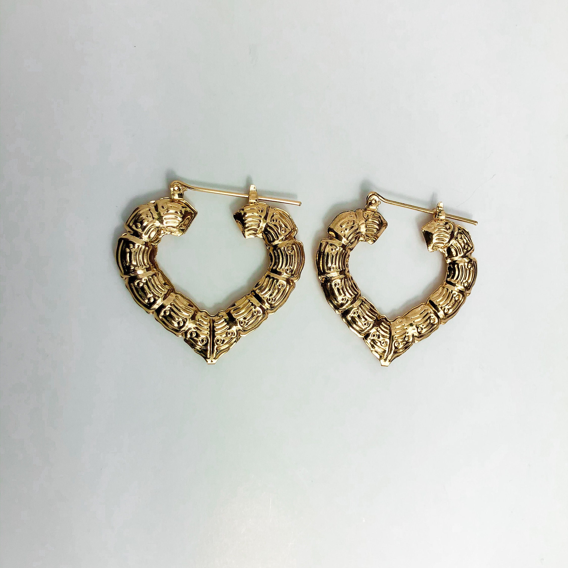 Love heart shaped bamboo earrings 3 sizes Etsy