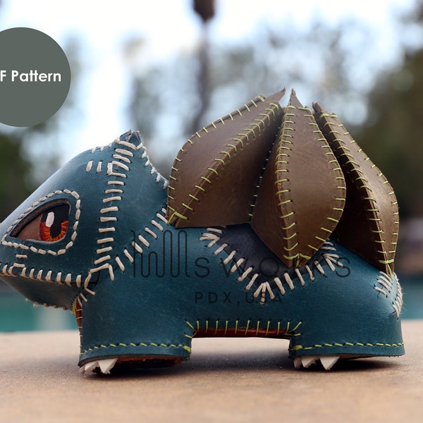 Handmade Leather Bulbasaur-PDF file-Leather craft PDF-PDF Template-Pokemon pattern-Leather toy pattern-Charactor pattern- tutorial included