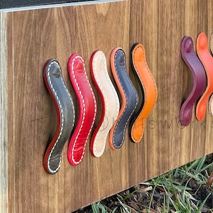 Artisan Leather drawer handles-leather drawer pulls-leather cabinet handles-Handmade handles-Leather Furniture handles