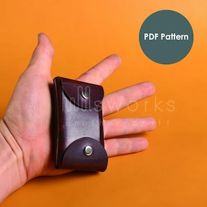 Patrón de minitarjetero de cuero - Archivo PDF - Manualidades en cuero PDF - Plantilla PDF - Patrón de tarjetero - Sin costura - Tutorial incluido