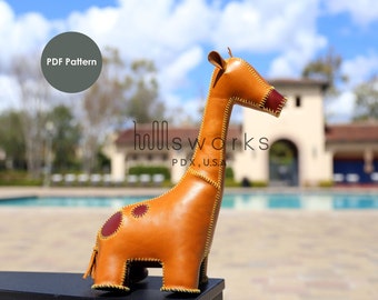 Handmade Leather giraffe doll pattern-PDF file-Leather craft PDF-PDF Template-cow pattern-Leather toy pattern-Tutorial included