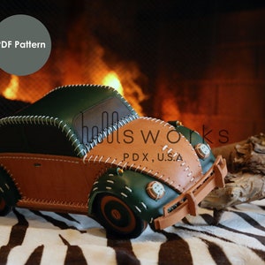 Handmade Leather Beetle car/vehicle pattern-PDF file-Leather craft PDF-PDF Template-old beetle pattern-Leather toy pattern-Tutorial included
