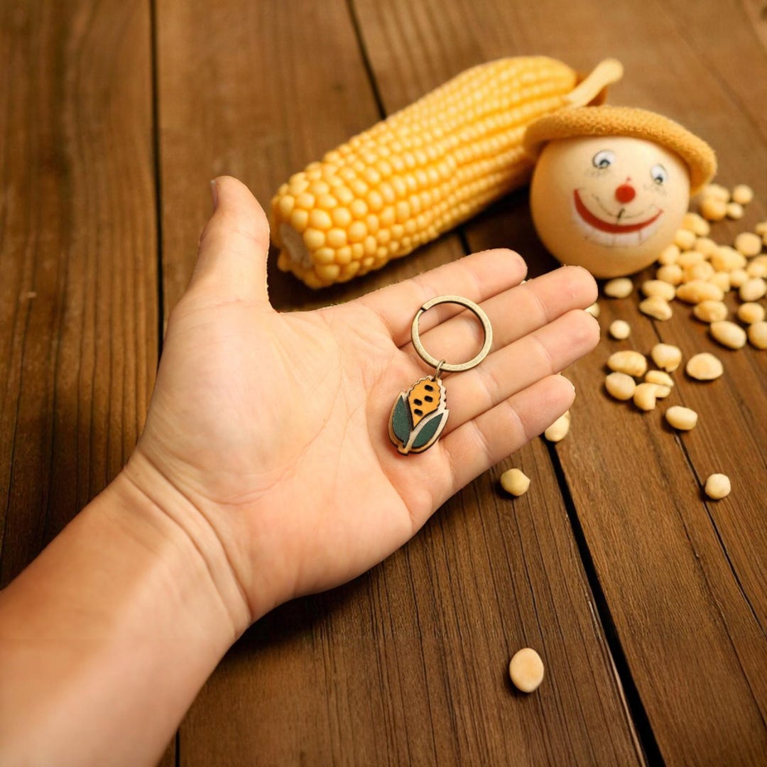 Handmade Leather Corn Keychain – Kawaii Veggie Charm for Bags ...