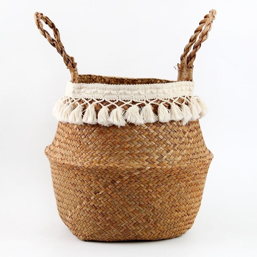 Macrame Handmade Decorative Rope Folding Laundry Basket Etsy