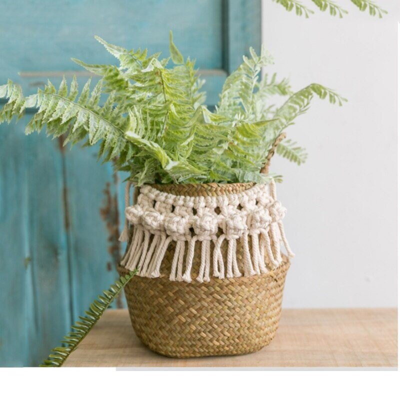 Macrame Handmade Decorative Rope Folding Laundry Basket Etsy
