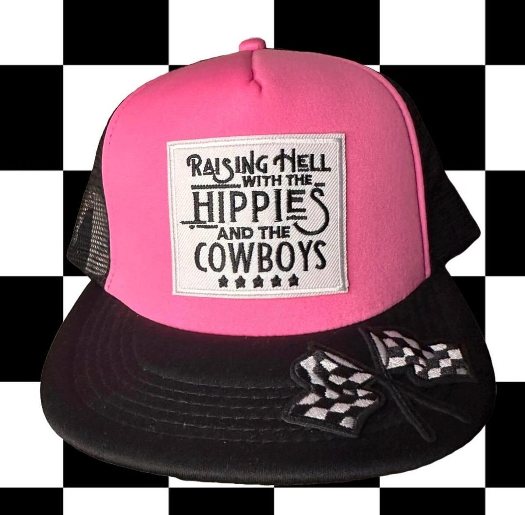 Rasing Hell With the Hippies & the Cowboys Black and Pink Trucket Hat ...
