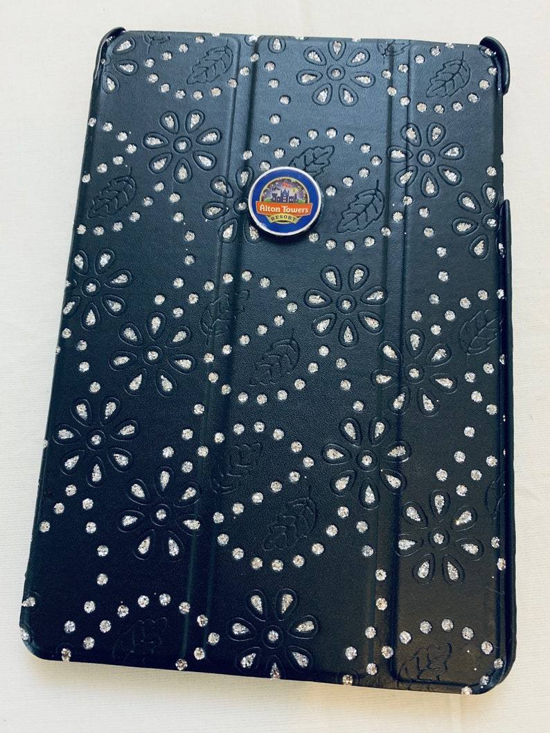 Alton Towers Theme Park Metal Logo Black Leather Crystal Apple iPad Mini 1 2 3 4 Model Tablet PC Case Cover Folder Style