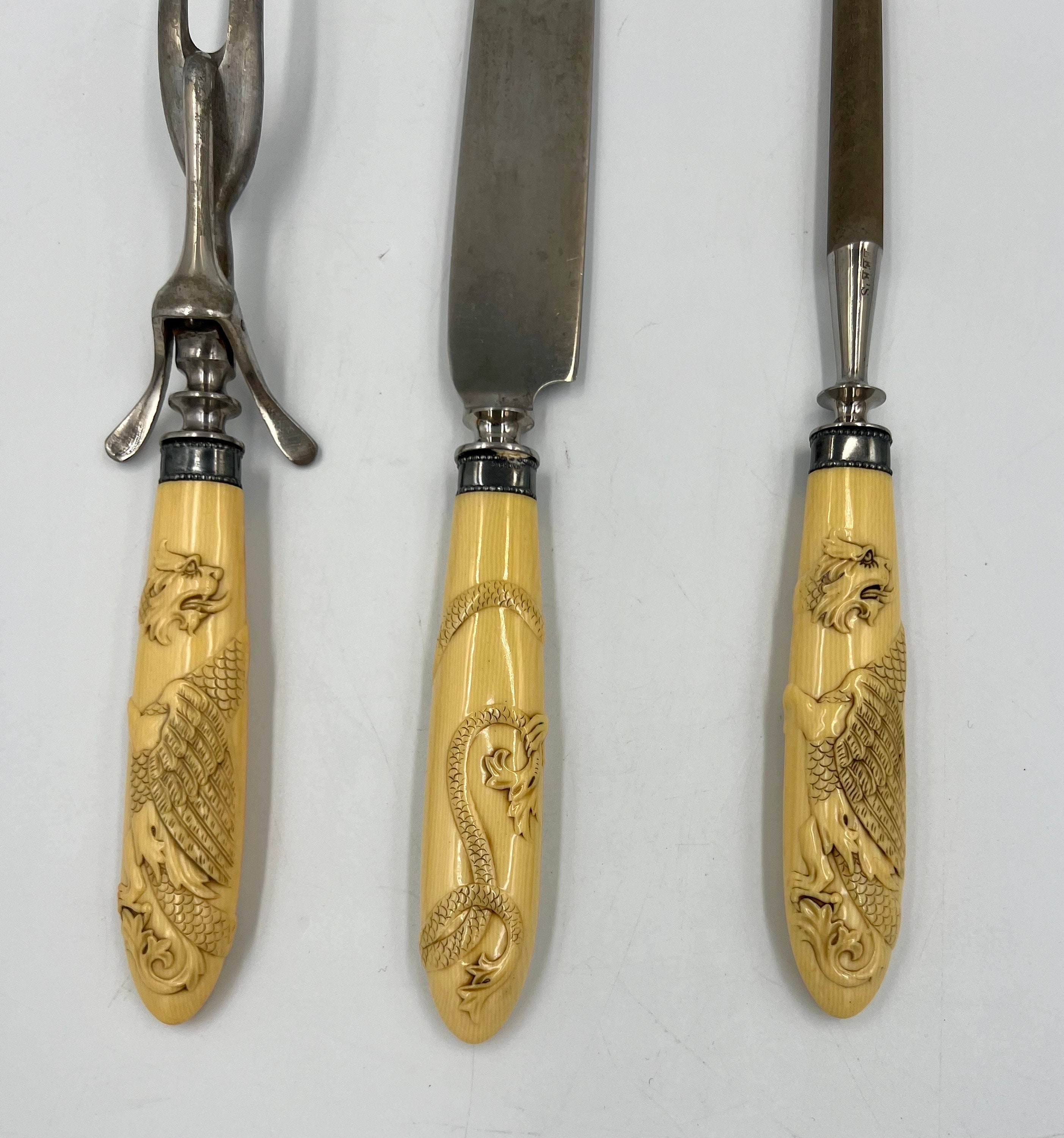 Vintage Landers, Frary and Clark Dragon Handle Carving Set - Etsy
