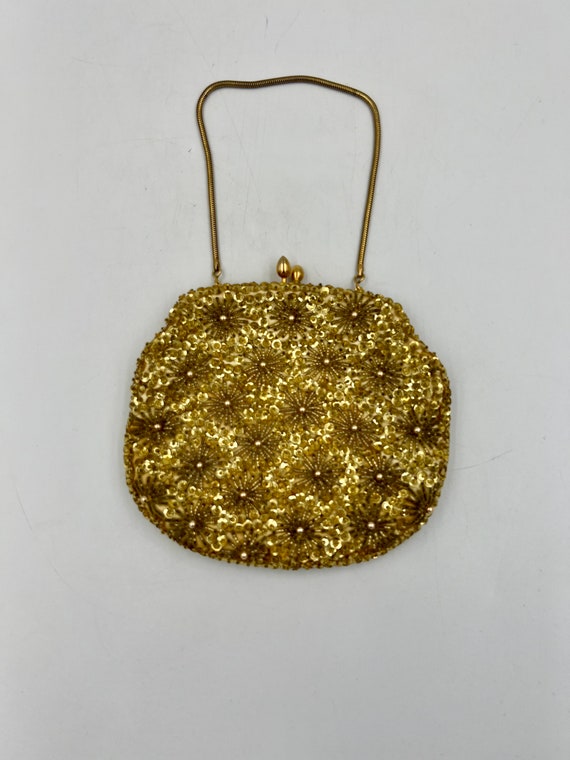Mid Century Gold Beaded Cocktail Bag by La Regale - image 1