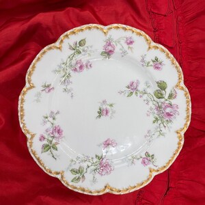 France Haviland & Co Limoges Tiny Pink Yellow Flowers Gold