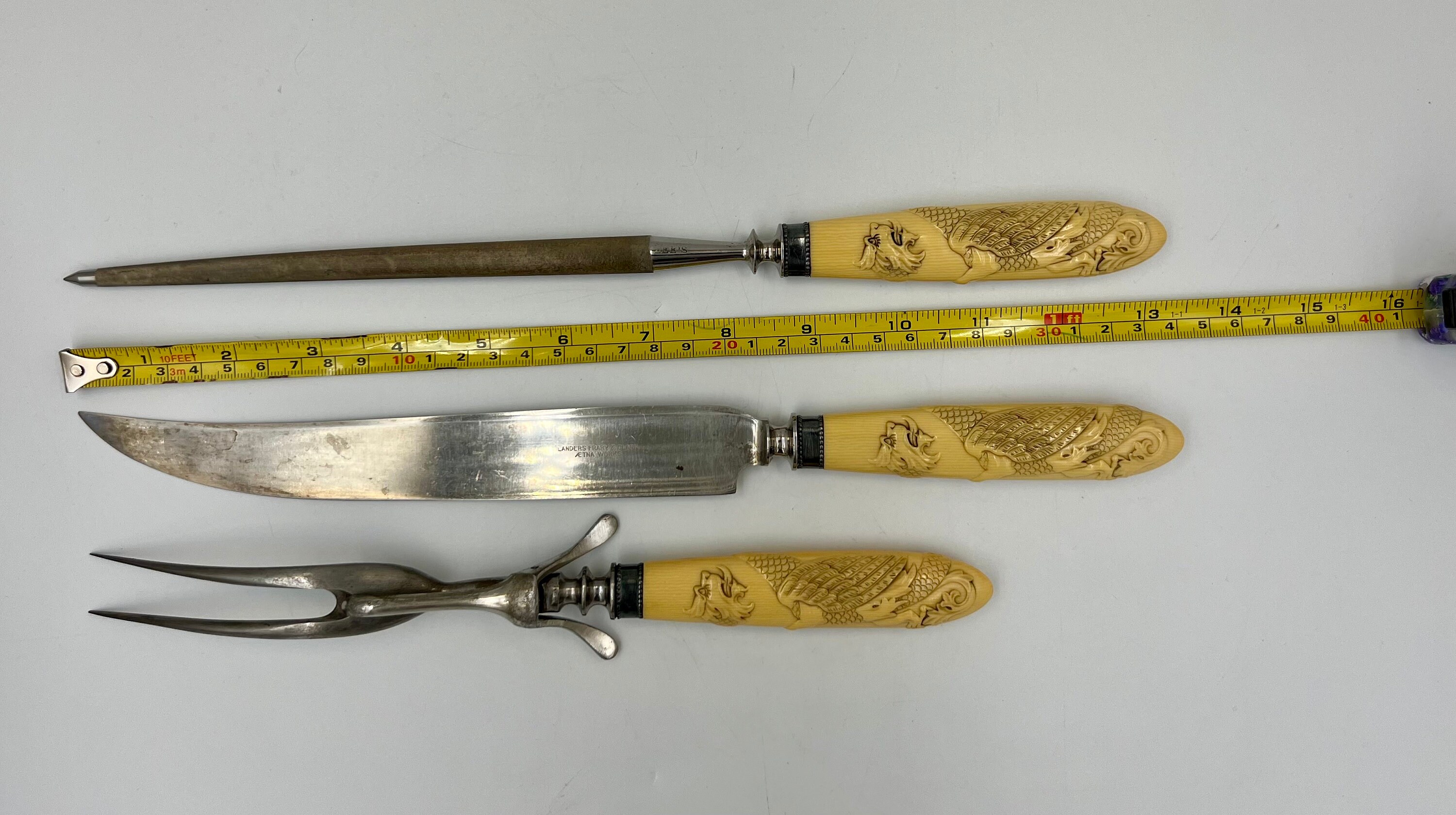 Vintage Landers, Frary and Clark Dragon Handle Carving Set - Etsy