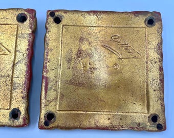 Set of 2 Signed Vintage Ceramic Oversized Ashtrays by Anthony