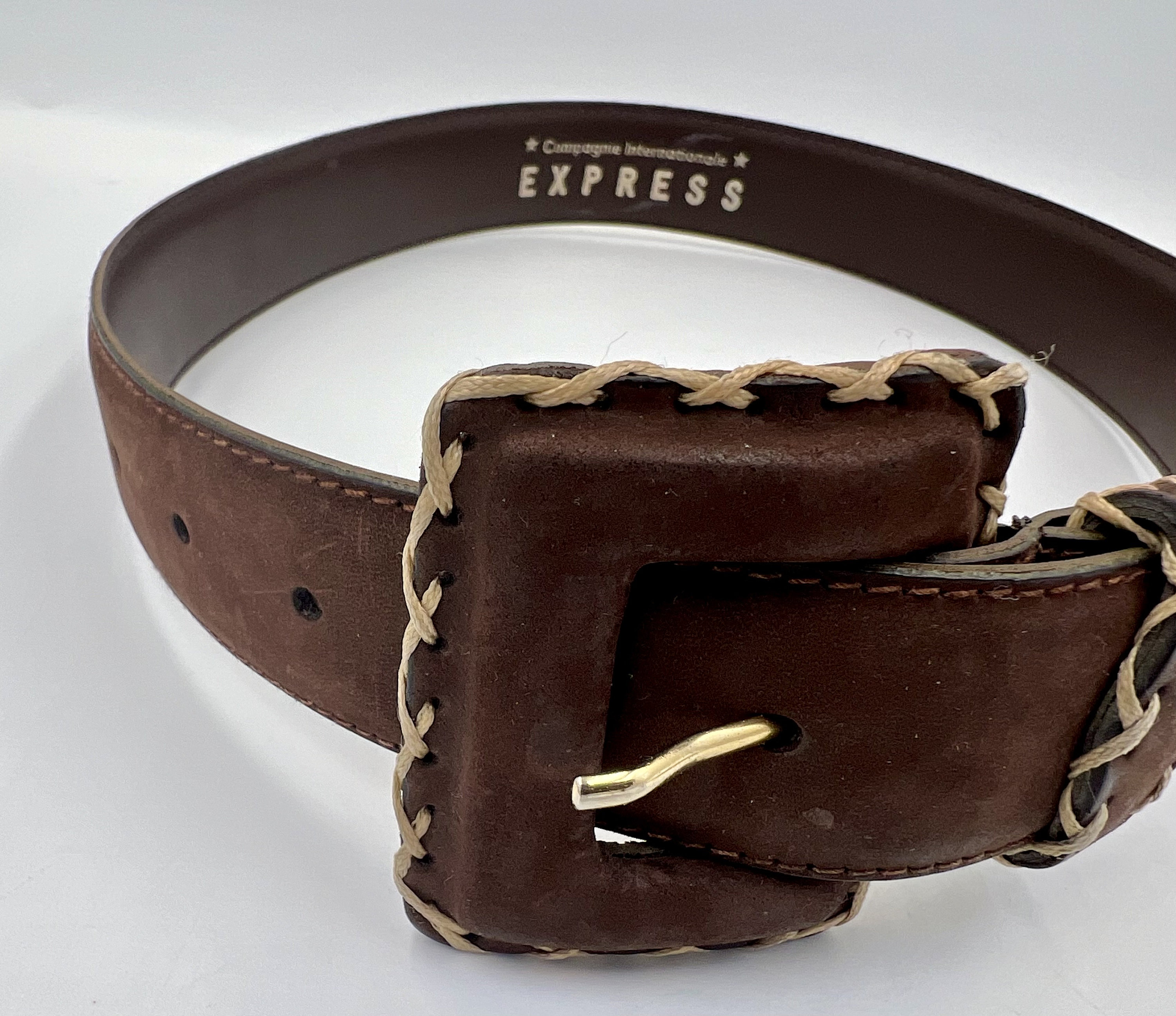 Express genuine leather vintage belt VINTAGE EXPRESS BELT // Black Suede Elastic Waist Cincher  main image 3