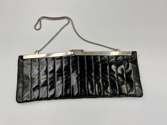 Vintage Black Eel Skin Clutch Bag - image 1