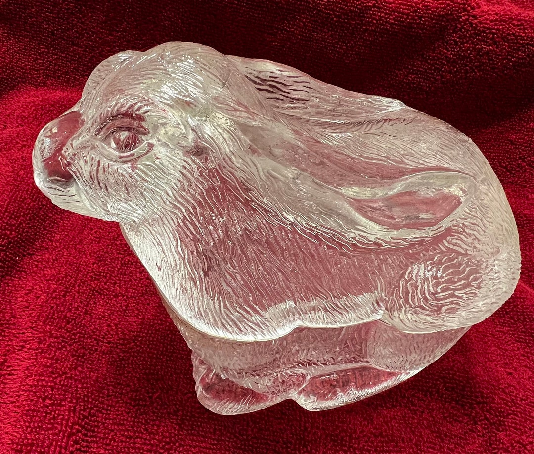 Vintage Clear Glass Bunny Rabbit Candy Dish Etsy