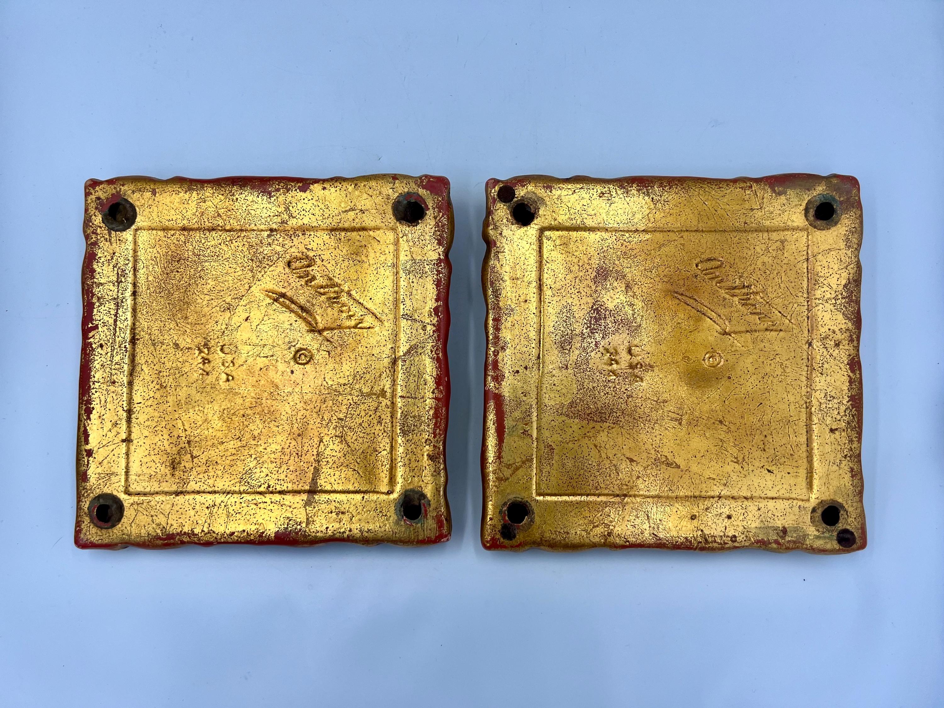 Set of 2 Signed Vintage Ceramic Oversized Ashtrays by