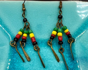 Vintage African Brass Maasai Earrings