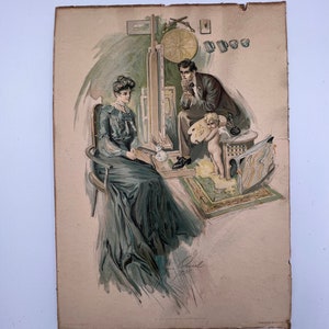 Signed 1904 Chromolithograph “An Artist’s Inspiration”