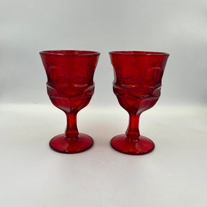 Set of 2 Vintage Argus Ruby Water Goblets by Fostoria