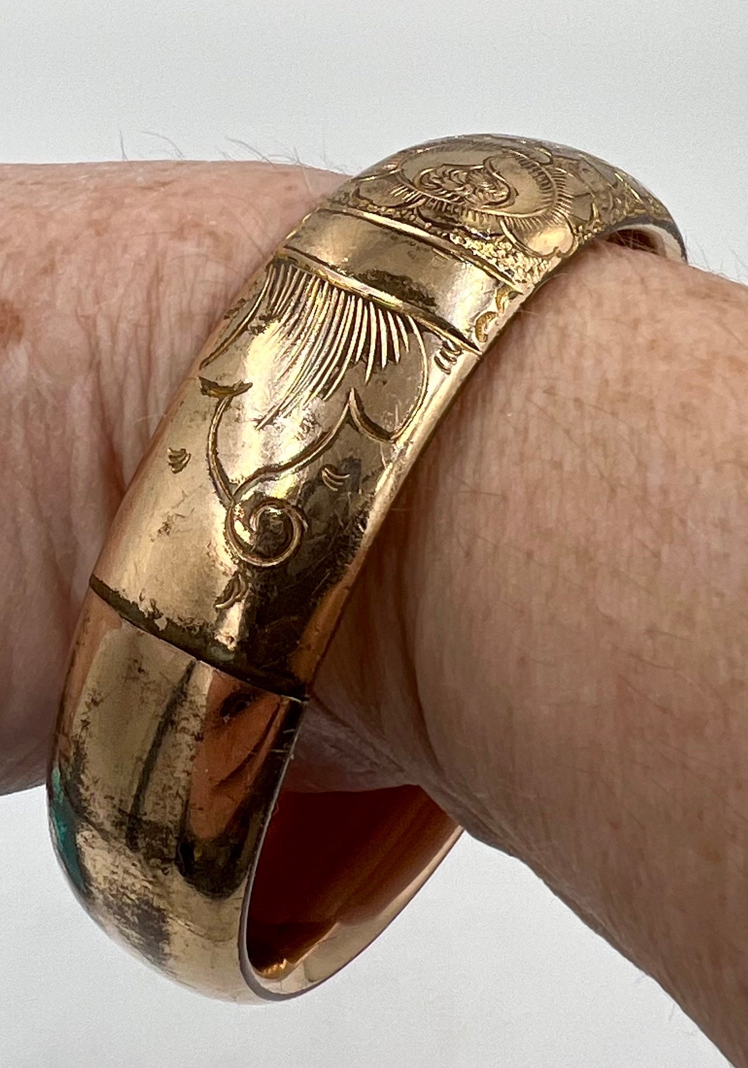 RARE Authentic Antebellum Period Gold Plated Bangle Bracelet