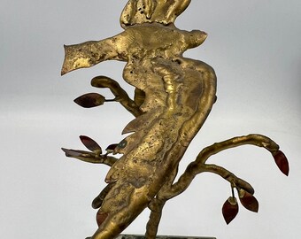 Mid Century Brass Bird Sculpture