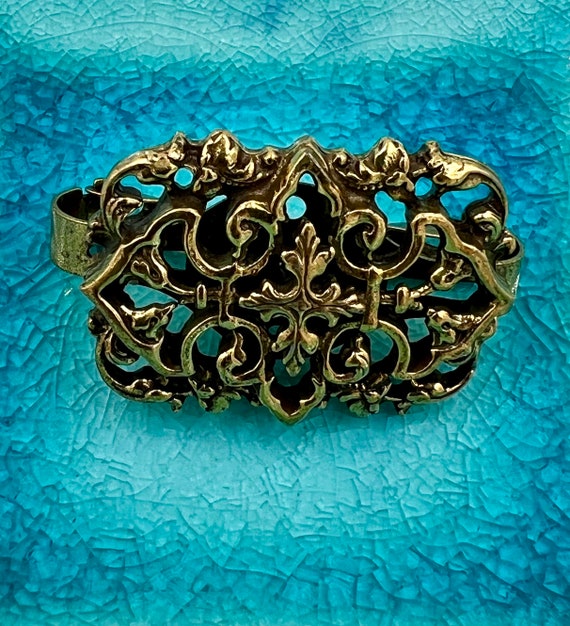 Vintage Bronze Toned Filigree Scarf Clip