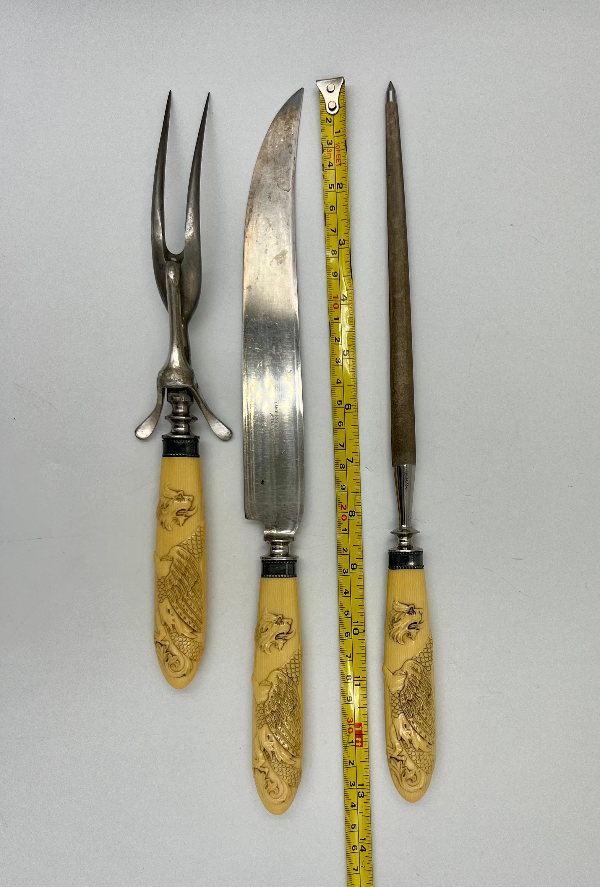 Vintage Landers, Frary and Clark Dragon Handle Carving Set - Etsy