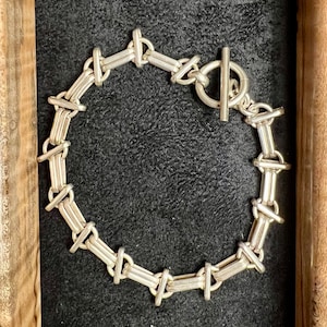 Vintage Sterling Silver Toggle Clasp Link Bracelet