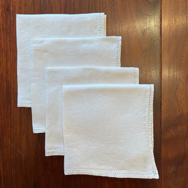 Set of 4 White Vintage Mastercraft Linen Napkins