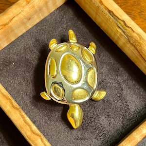 Vintage Gold and Silver Toned Turtle Brooch