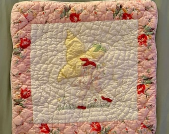 Vintage Quilted Fairy Pillow Cover