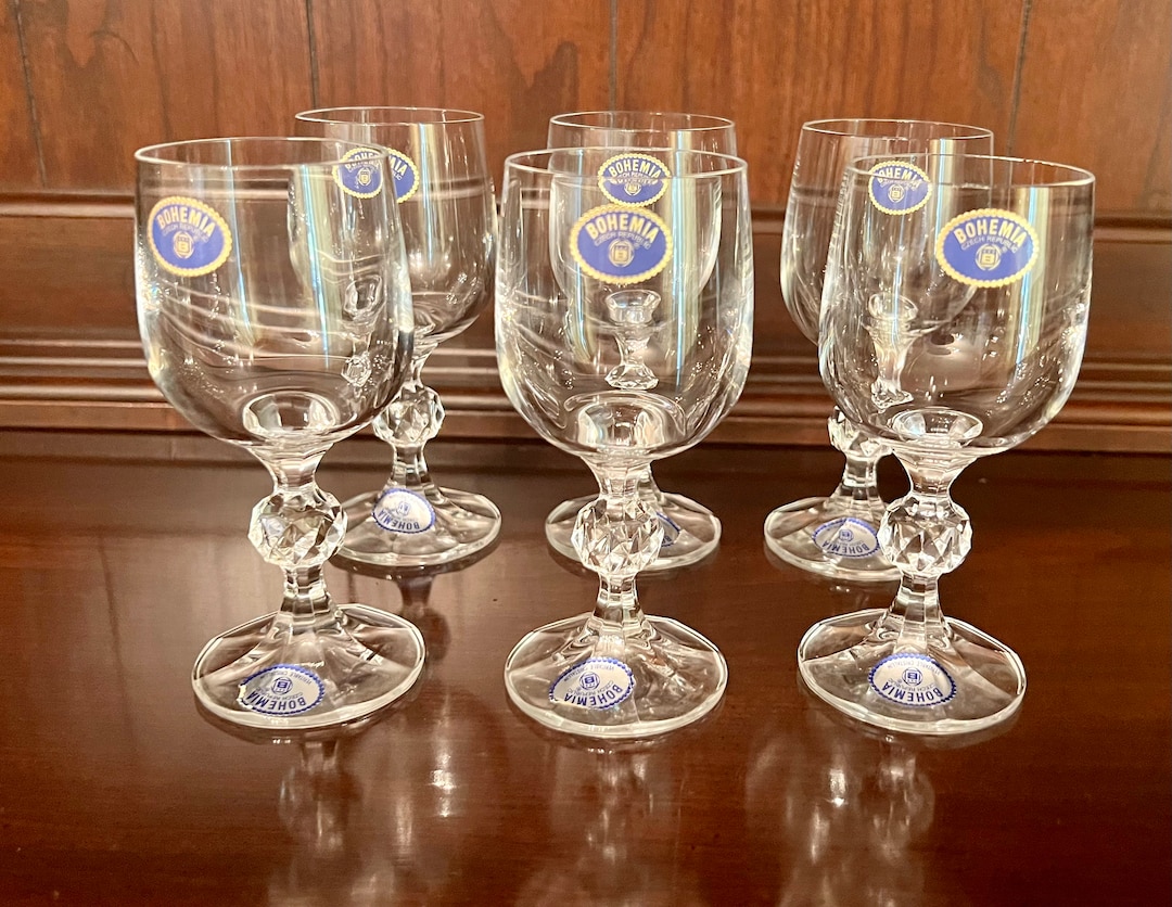 Set of 6 Vintage Bohemia Crystal Glasses Etsy
