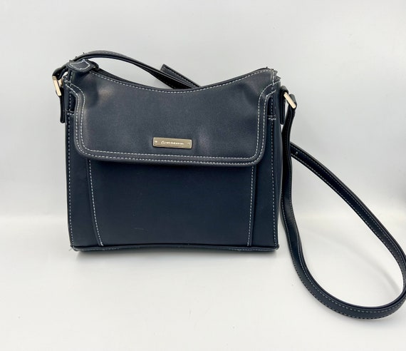 Vintage Navy Blue Leather Liz Claiborne Handbag - image 1