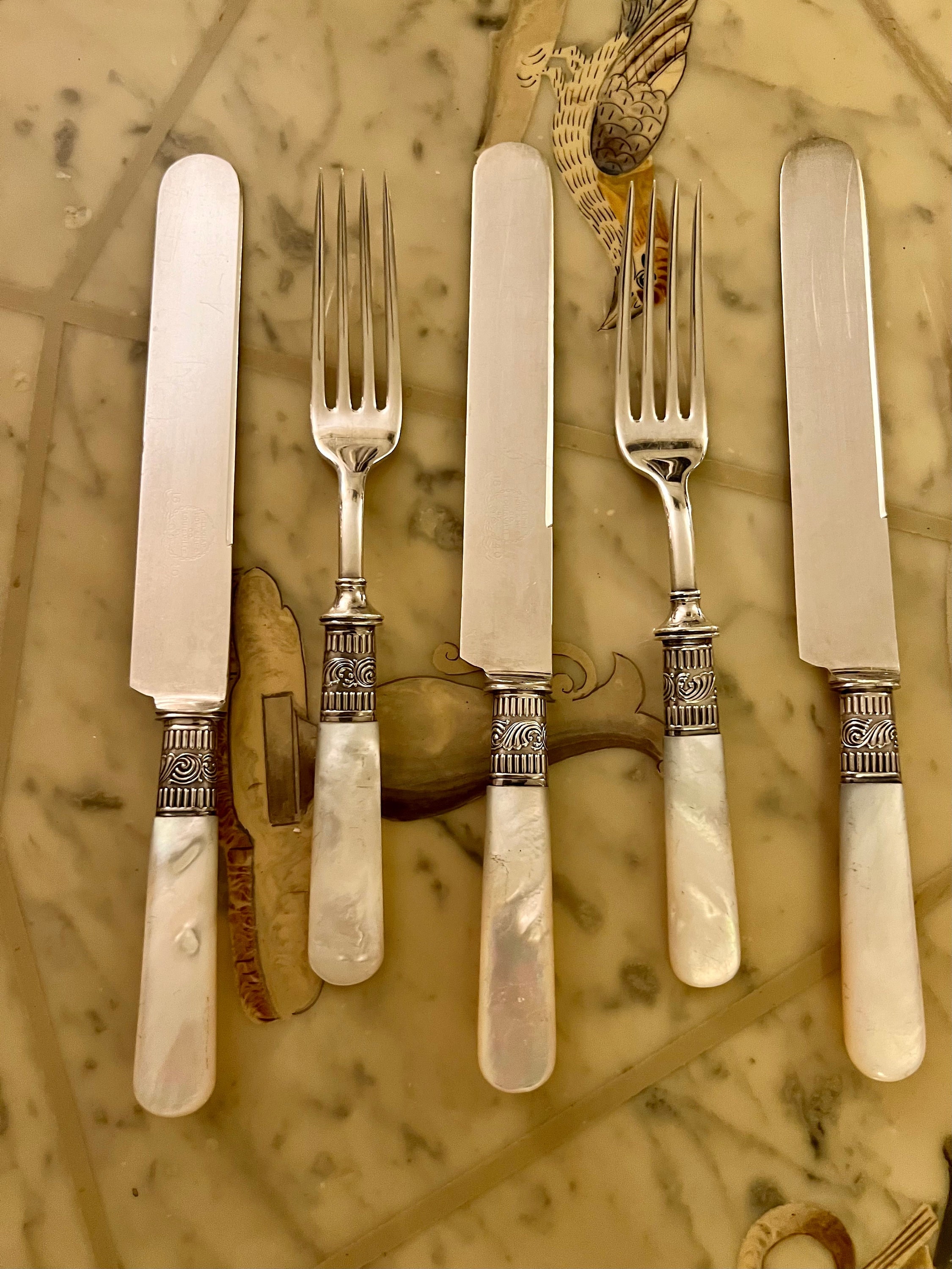 【限定品】 Set of Knives Handled Pearl Silver Sterling Era Victorian 12 カトラリー