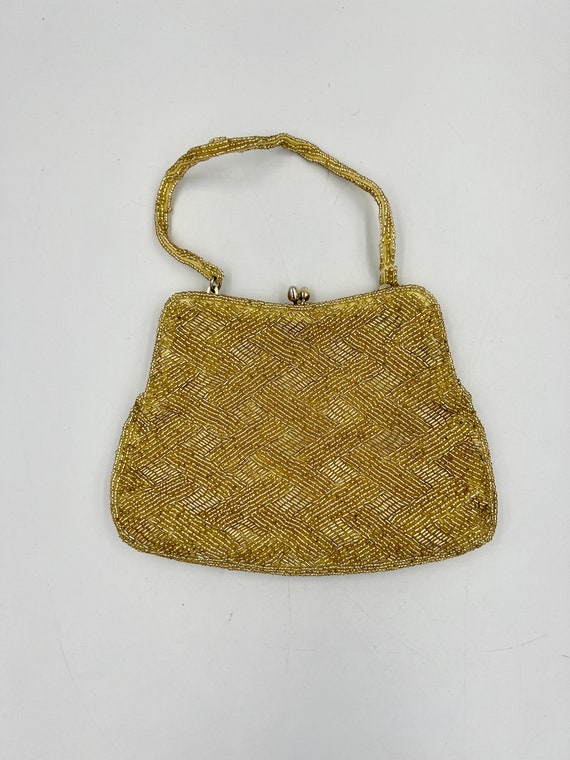 Mid Century Gold Beaded Bag