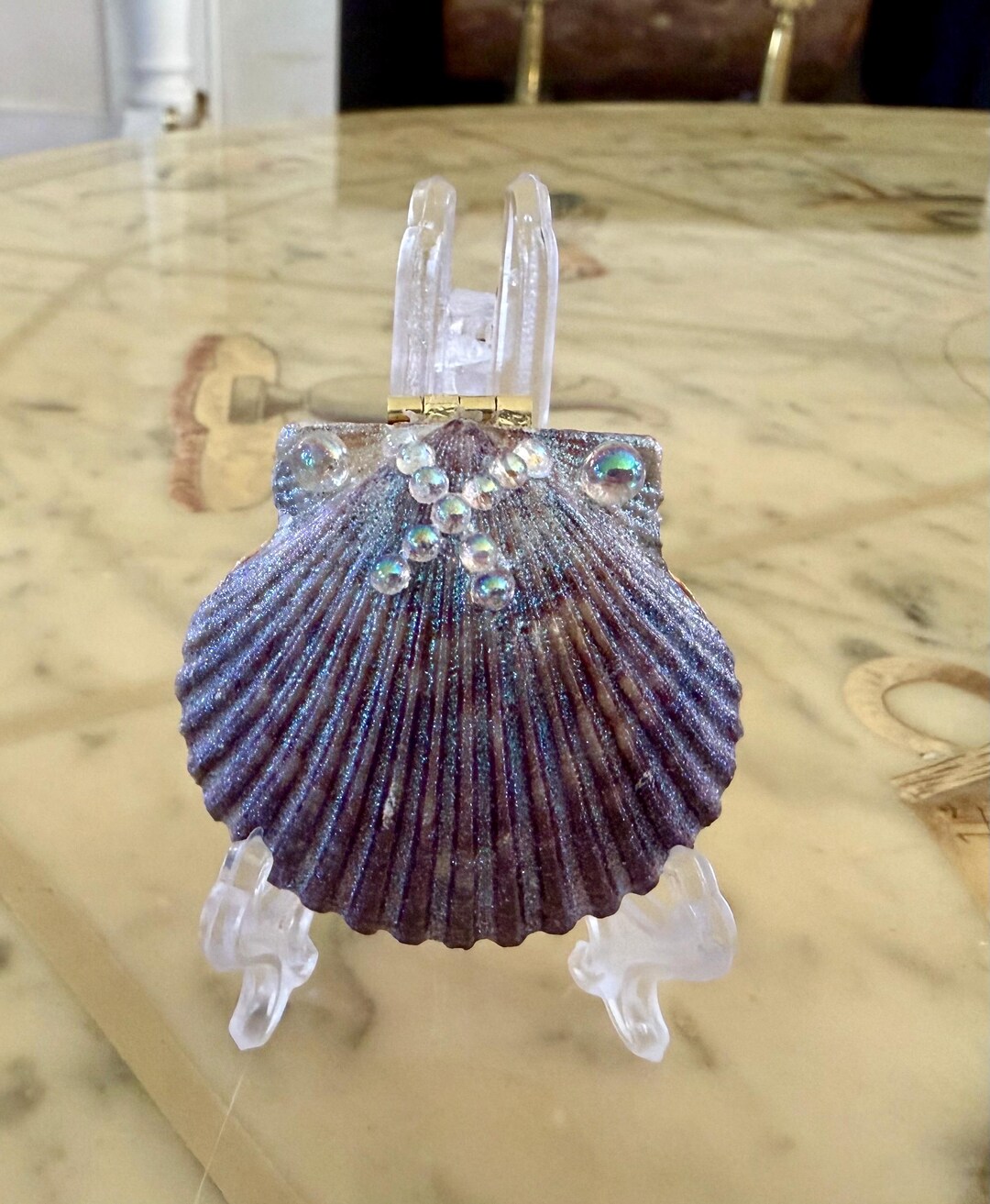 Natural Scallop Shell Hinged Ring Box - Etsy